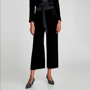 NWT Zara Black Velvet Culottes